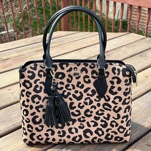 Kate Spade Leopard Print Handbag - Black and Tan